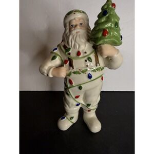 Lenox Santa Figurine 7" Christmas Lights and Tree Holiday Porcelain Figure